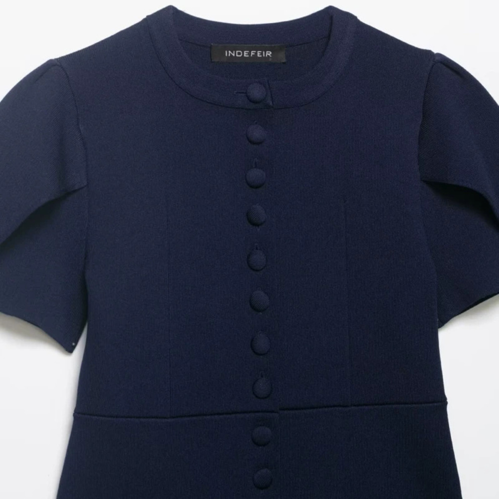 ZARA French Chic Beaded Single Breasted Stand Collar Puff Sleeve Top